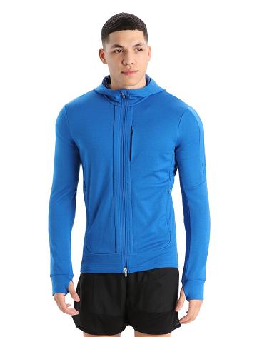 Men's Icebreaker Merino Quantum III Long Sleeve Zip Hoodie Lazurite / Royal Navy | CA 1679QMAZ